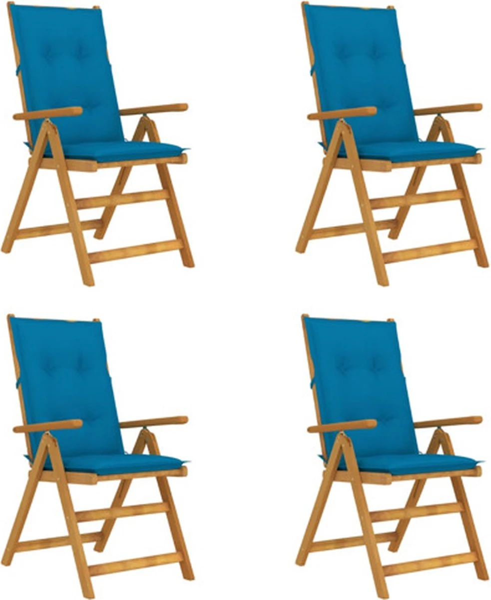 VidaXL Chaises De Jardin De Jardin 4 Pièces Réglables Avec Coussins En VidaXL Massif 1 VidaXL Chaises De Jardin De Jardin 4 Pièces Réglables Avec Coussins En VidaXL Massif