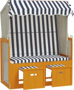La Dolce Vita - Chaise De Plage à Baldaquin Poly Rotin Et Bois Massif Blanc Et Bleu -Jardin Meubles Magasin 983x1200 7