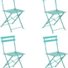 NATERIAL - Lot De 4 Chaises De Jardin FLORA - Chaises Pliantes - Chaises De Jardin Pliantes - Chaises De Patio - Chaises De Salle à Manger - Acier - Textilène - Bleu