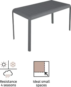NATERIAL - Table De Balcon Rectangulaire IDAHO - 144 X 70 X 75 Cm - 2 à 4 Personnes - Aluminium - Anthracite - Gris Foncé - Table à Manger - Table De Jardin - Table D'appoint -Jardin Meubles Magasin 985x1200 3