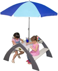 AXI Kylo XL Table Pique Nique Enfant En Bois Gris & Blanc - Table Picnic Avec Parasol Pour Le Jardin -Jardin Meubles Magasin 987x1200 2