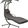 Prolenta Premium - Chaise à Bascule - Chaise à Bascule De Jardin 190x90x200 Cm Tissu Gris - Grijs - Balançoire