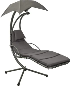 Prolenta Premium - Chaise à Bascule - Chaise à Bascule De Jardin 190x90x200 Cm Tissu Gris - Grijs - Balançoire