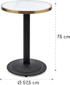 Blumfeldt Patras Jewel Bistro Table - Table De Jardin 57,5 X 75 Cm (ØxH) - Marbre & Fonte - Résistant Aux Intempéries - Pour L'intérieur Et L'extérieur -Jardin Meubles Magasin 991x1200 6