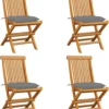 Chaises De Jardin Chaises De Jardin 4 Pcs Avec Coussins Gris Bois De Teck Massif