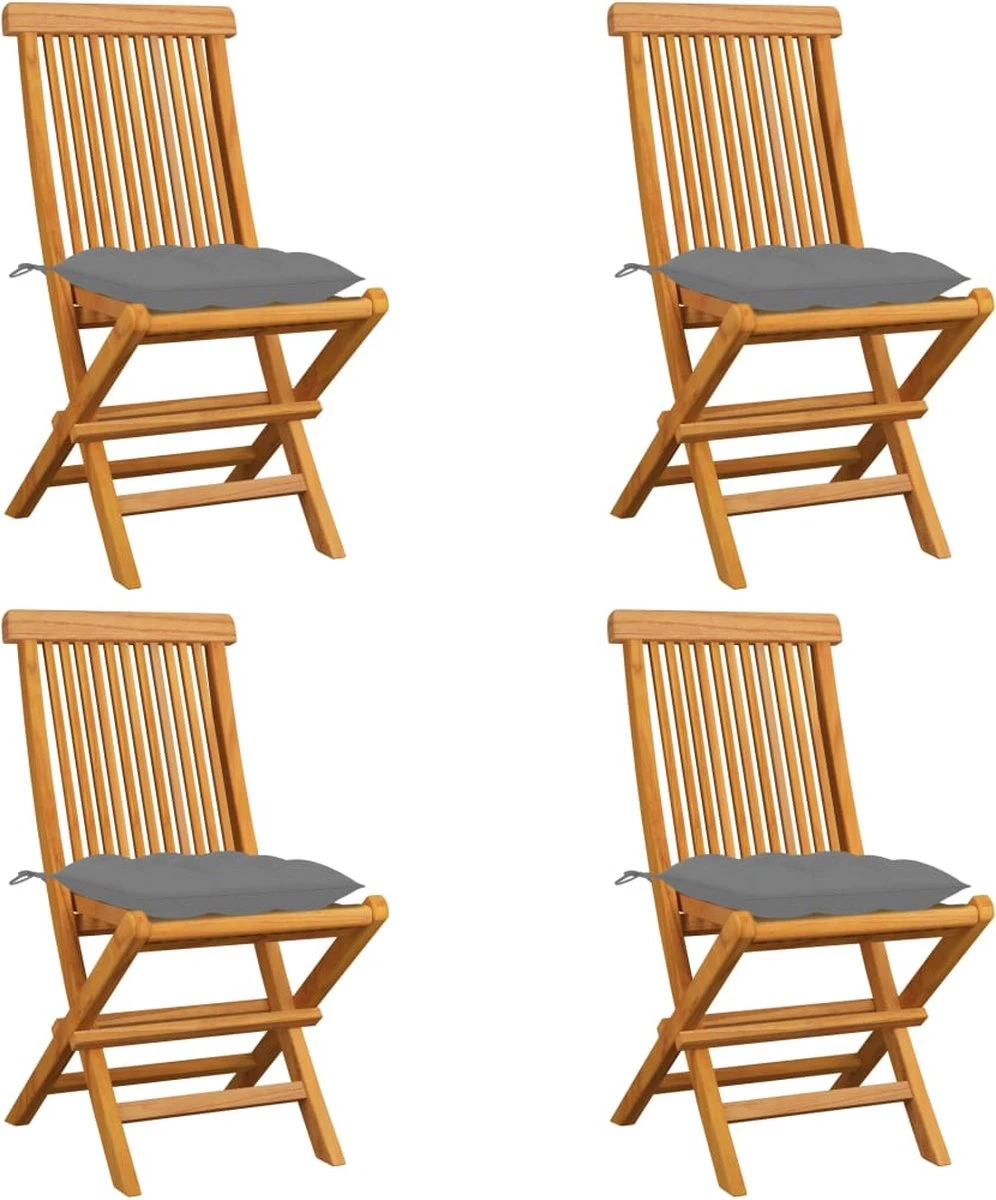 Chaises De Jardin Chaises De Jardin 4 Pcs Avec Coussins Gris Bois De Teck Massif 1 Chaises De Jardin Chaises De Jardin 4 Pcs Avec Coussins Gris Bois De Teck Massif
