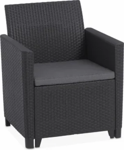 Salon De Alice's Garden CLAIRE - 5 Places - Résine Synthétique - Imitation Osier - Graphite/ Grijs -Jardin Meubles Magasin 997x1200 2