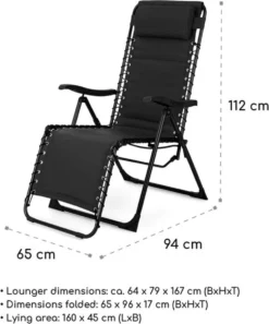 Chaise Longue Blumfeldt California Dreaming, Rembourrée, Structure En Acier, Chaise Longue De Forme Ergonomique Avec Rembourrage Moelleux Et Accoudoirs, Noir -Jardin Meubles Magasin 997x1200