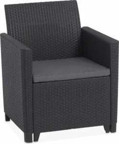 Salon De Alice's Garden CLAIRE - 4 Places - Résine Synthétique - Imitation Osier - Graphite/ Grijs -Jardin Meubles Magasin 997x1200 3