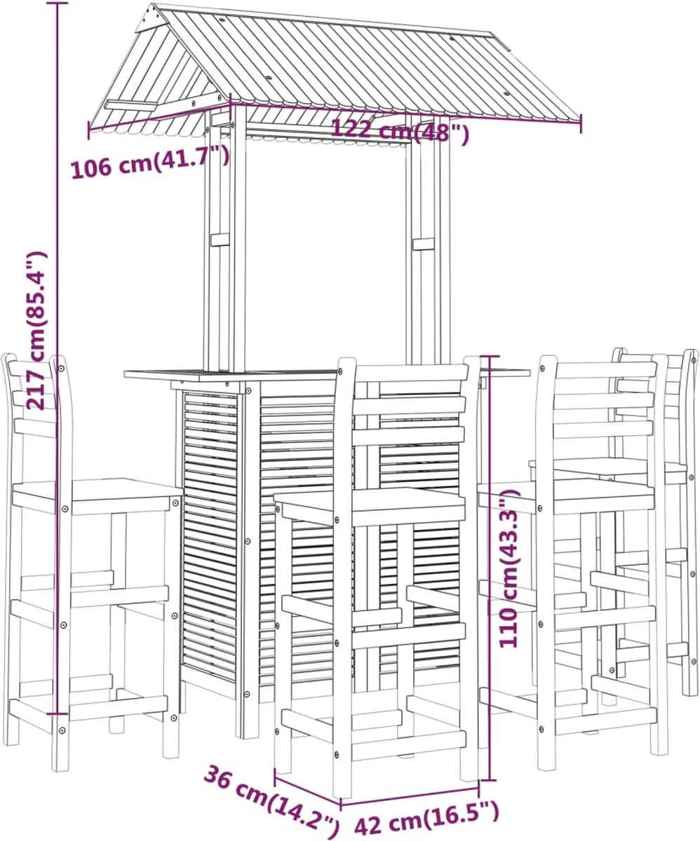 Ensemble De Bar De Jardin Premium - Ensemble De Bar De Jardin 5 Pièces En Bois D'acacia Massif 6 Ensemble De Bar De Jardin Premium - Ensemble De Bar De Jardin 5 Pièces En Bois D'acacia Massif – Image 6